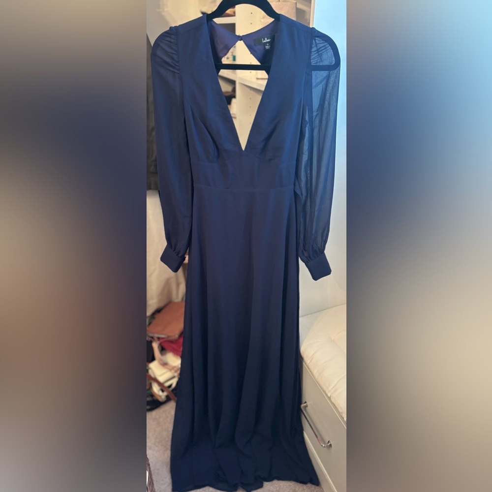 Lulu's Navy Blue Long Sleeve Maxi Dress